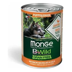 Monge Dog BWild Grain Free Puppy and Junior Chunkies in Gravy Duck with Pumpkin and Zucchini 400 g