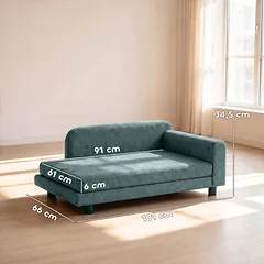 Sofa-guolis dideliems šunims iki 35 kg, su atlošu ir išimama 6 cm pagalve, 101x66x34,5 cm, pilka — 3 nuotrauka