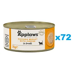 APPLAWS Cat Adult Chicken Breast with Cheese in Broth vištienos krūtinėlė su sūriu sultinyje 72x70 g
