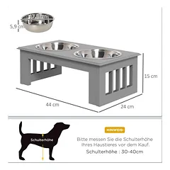 Dubenėliai su stovu PawHut 44x24x15cm., pilkos/sidabrinės spalvos — 3 nuotrauka