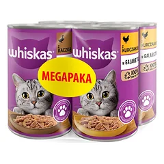 WHISKAS Suaugusiųjų Megapaka Skonių su vištiena ir antis želė 4x400 g suaugusiems katėms