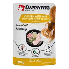 Ontario Herb Chicken with Ham – konservai katėms su vištiena ir kumpiu, 80g — 2 nuotrauka