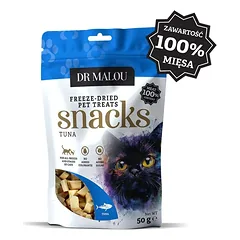 DR MALOU Mėsos kubeliai 100% liofilizuotos tuno mėsos 50g skanėstai katėms