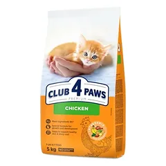 CLUB 4 PAWS Premium pilnavertis sausas maistas kačiukams su vištiena 5kg.