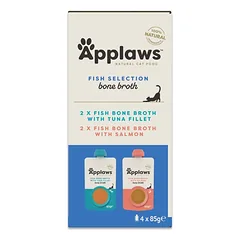 APPLAWS Cat Multipack 4 × 85 g – įvairių žuvų skonių drėgno ėdalo rinkinys sultinyje iš žuvų kaulų katėms
