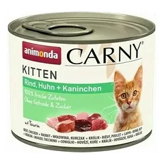 Animonda Carny Cat Kitten su jautiena, vištiena ir triušiena, drėgnas maistas kačiukams 200 g — 2 nuotrauka