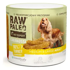 RAW PALEO Cabanossi Turkey Medium Large 100g kalakutų, pusiau drėgna visavertė maisto produktas formoje dešrelių šunims
