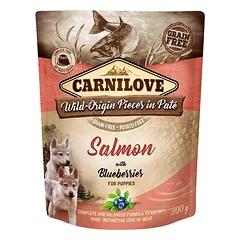 CARNILOVE Dog Paté Salmon with Blueberries Puppies 300g šlapias maistas šuniukams Lašiša su mėlynėmis