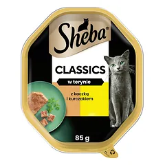 SHEBA Classics dėžutė 22 x 85 g drėgnas maistas visaverčiam suaugusiems katėms su antis ir vištiena terinoje