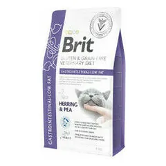 Brit GF Veterinary Diets Cat Gastrointestinal-Low Fat su silke ir žirneliais, veterinarinis maistas katėms 2 kg — 2 nuotrauka