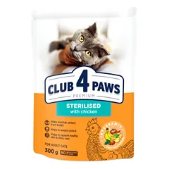 CLUB 4 PAWS Premium Visavertis pašaras suaugusioms sterilizuotoms katėms, 0,3 kg