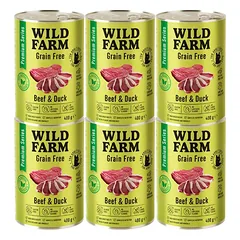 WILD FARM Premium Grain Free Beef and Duck 6x400g - kačių maistas be grūdų