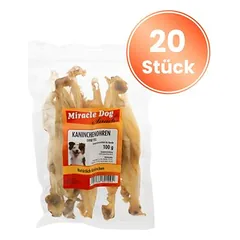 Miracle Dog triušio ausys be kailio 20 x 100 g, skanėstai šunims