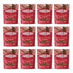 CARNILOVE Dog Jerky Turkey with Venision 12x100g skanėstai su kalakutiena ir elniena suaugusiems šunims