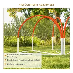 Šunų treniruočių rinkinys iš 4 dalių PawHut 89x69x99cm., baltos/oranžinės spalvos — 5 nuotrauka