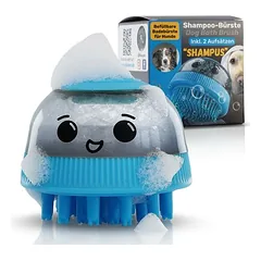 BluePet pildomas maudymo šepetys šunų šampūnui, guminis šepetys, guminė šukė