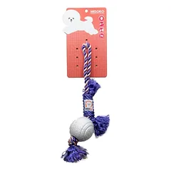 Šunų žaislas su virve, su virve ir kamuoliuku, violetinis, 36 cm — 2 nuotrauka