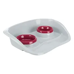 Trixie Dubenėlių kompl. su padėklu, plastikas, 0.25 l/9cm, 0.3 l/11cm 46x11x30cm pilka/įv.