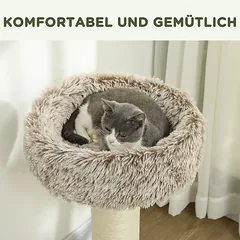Kačių draskyklė su storu draskymo stulpu ir pliušiniu guoliu, 87 cm, iki 6 kg, ruda — 5 nuotrauka