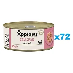 APPLAWS Cat Adult Tuna with Prawn in Broth tunas ir krevetės sultinyje 72x70g