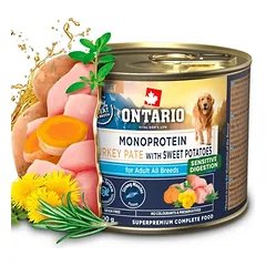 Ontario Monoproteino konservai šunims su kalakutiena ir saldžiosiomis bulvėmis, 200 g — 2 nuotrauka