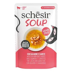 SCHESIR Soup Lašiša su morkomis, 10 x 40 g, papildomoji sriuba katėms