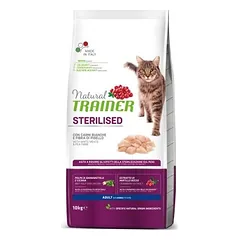 Natural Trainer Sterilised Adult White Meats&Pea sausas maistas suaugusiems sterilizuotiems katėms su balta mėsa ir žirneliais, 10 kg