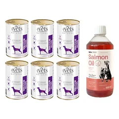 4Vets šunims virškinimo traktas 6x400g + LAB V Lašišų aliejus šunims ir katėms 500ml