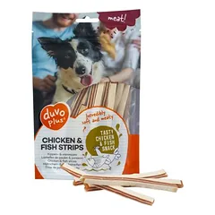 Duvo+ vištienos ir žuvies juostelės 80 g, skanėstai šunims
