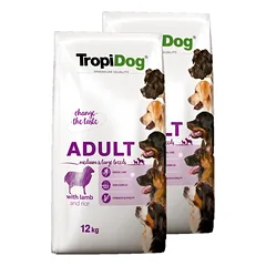 TROPIDOG premium adult medium & large breed  ėriena su ryžiais 2x12 kg