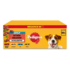 PEDIGREE® Suaugusių šunų drėgnas ėdalas, įvairių skonių želė, paketėlis 80 x 100 g