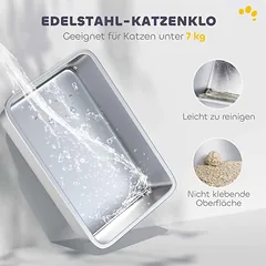 Kačių kraiko dėžė, uždara, dvigubas įėjimas, balta/pilka, 60,4 × 40,4 × 41,8 cm — 4 nuotrauka