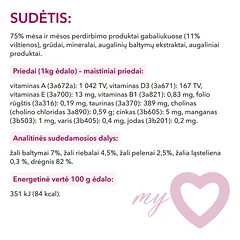 Pilnavertis konservuotas pašaras suaugusioms katėms su vištiena padaže MY LOVE 85g x 24 — 3 nuotrauka