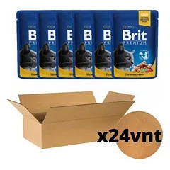 Brit Premium Salmon & Trout konservai katėms lašiša ir upėtakis, dėžė 24 vnt