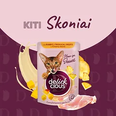 DELICKCIOUS konservuotas pašaras su antiena ir uogomis suaugusioms katėms, 80 g — 5 nuotrauka