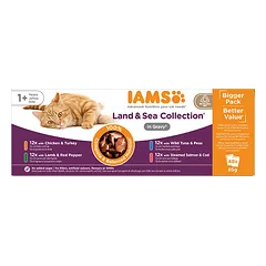 IAMS Delights SR LND&SEA GRVY konservų rinkinys suaugusioms katėms, 48x85 g