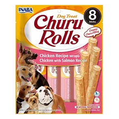 INABA Churu suktinukai šunims Vištiena su lašiša 8x12g
