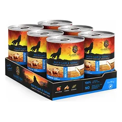 Ambrosia Grain-Free Adult Lamb & Salmon, Apples konservai šunims su ėriena, lašiša ir obuoliais 395g*6vnt.