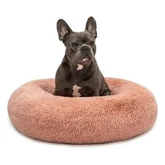 lionto Donut-Hundebett aus weichem Plüsch mit rutschfester Unterseite