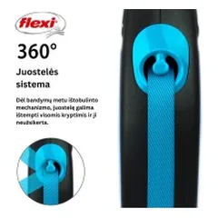 Flexi New Neon M automatinis pavadys, 5 m, juostelė, mėlynas — 4 nuotrauka