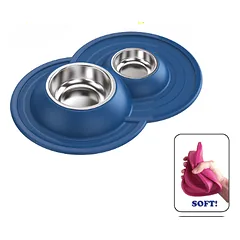 Dubenėlis gyvūnui dvigubas su minkštu kilimėliu, Georplast Volcano Inox Double