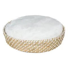 Duvo+ Katzen-Weidenbett rund & Kissen Boho beige/weiß