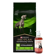 PRO PLAN Veterinary Diets HA hipoalerginis sausas maistas šunims 7kg + LAB V Lašišų aliejus šunims ir katėms 500ml