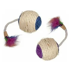 Flamingo cat toy BOULY SISAL BALL + RATTLE + FEATHER MIX 5CM