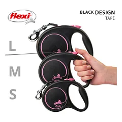 Flexi Black Design juostinis, rožinis pavadėlis šunims, S, 5 m — 4 nuotrauka