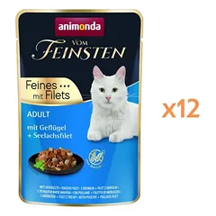 ANIMONDA Vom Feinsten Fines mit Filets Adult Vištiena ir menkės filė 12x85g drėgnas maistas katėms