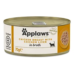 APPLAWS Cat Broth 70g vištiena su kepenėlėmis sultinyje drėgnas maistas katei