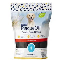 PlaqueOff Dental Care Bones Bacon Flavor – dantų priežiūros skanėstai šoninės skonio 482 g