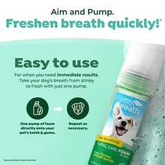 TropiClean Fresh Breath Mint Dental Foam – putos dantų priežiūrai šunims 133ml — 4 nuotrauka