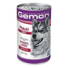 Gemon maxi adult konservuotas pašaras suaugusiems šunims su jautiena ir ryžiais 1250g parduotuvėje vetprekes.lt